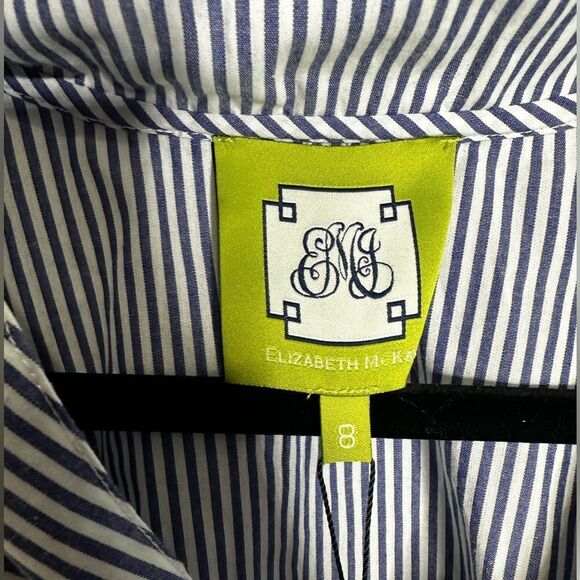 NWT Elizabeth McKay The Elizabeth Shirt Striped White & Blue Sz 8 - Picture 2 of 3